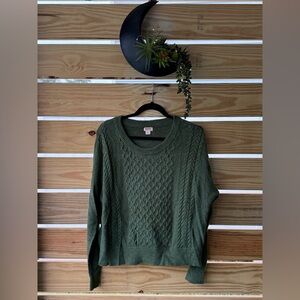 Woman’s Green Cable Knit Sweater